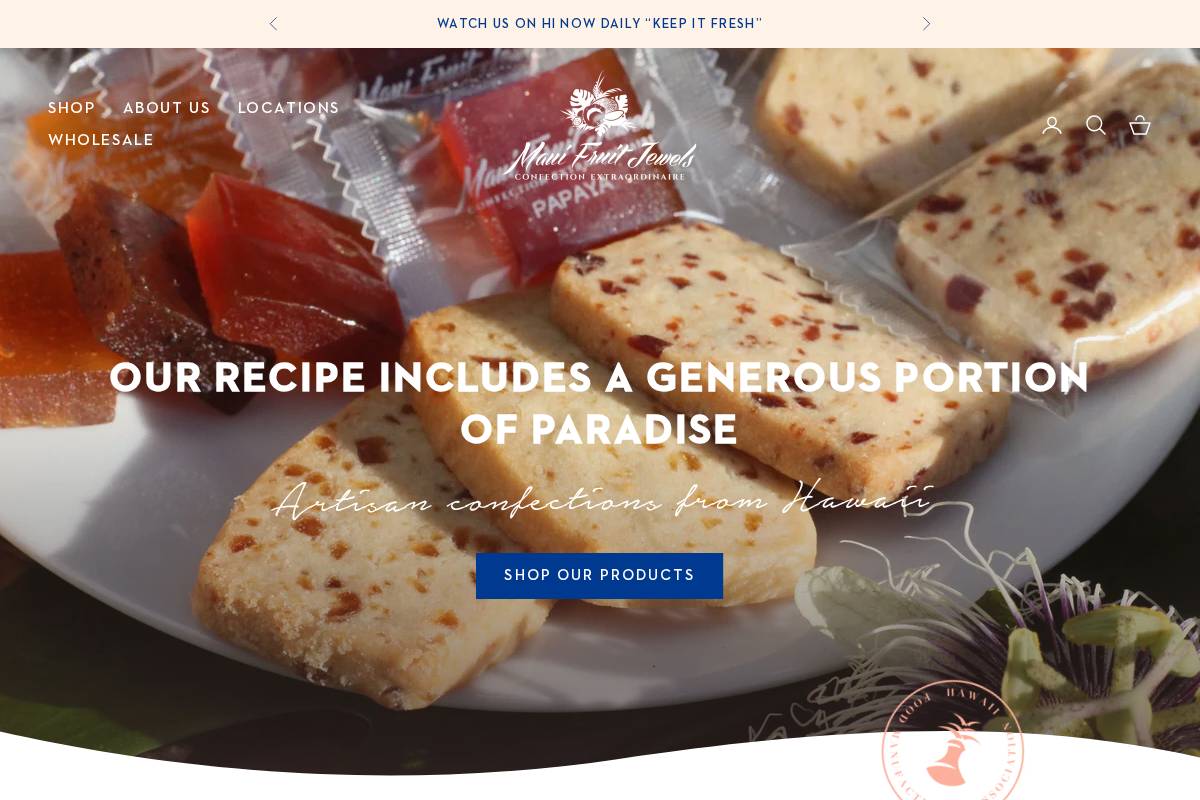 mauifruitjewels.com homepage screenshot