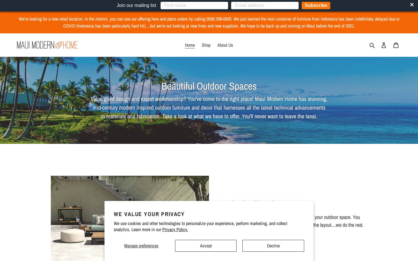 mauimodernhome.com homepage screenshot