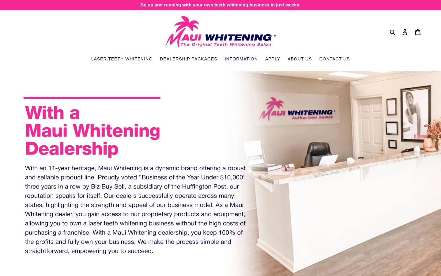mauiwhiteningdealer.com homepage screenshot