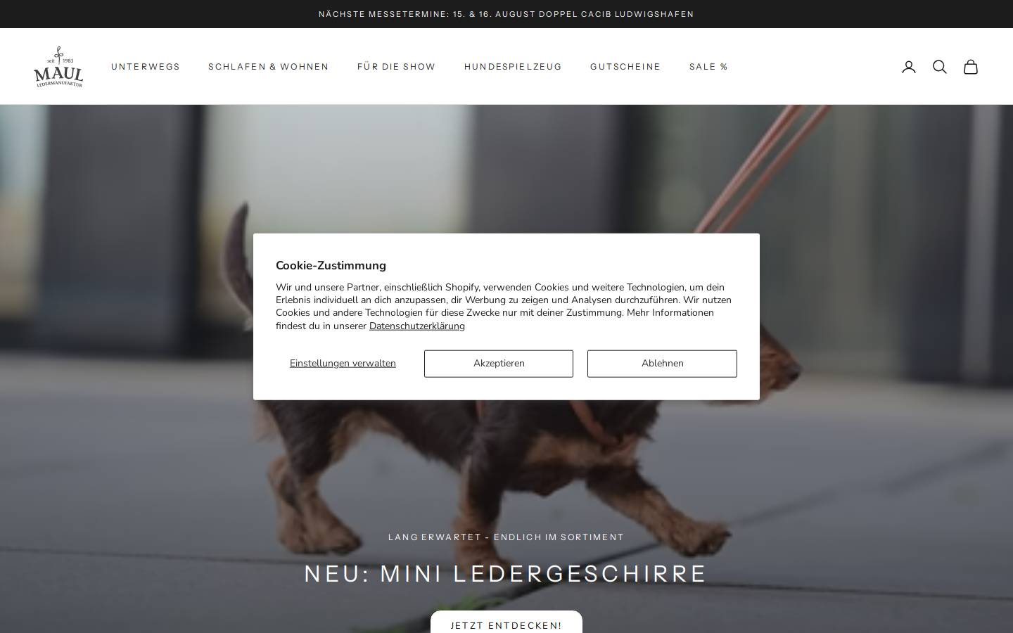maul-ledermanufaktur.de homepage screenshot