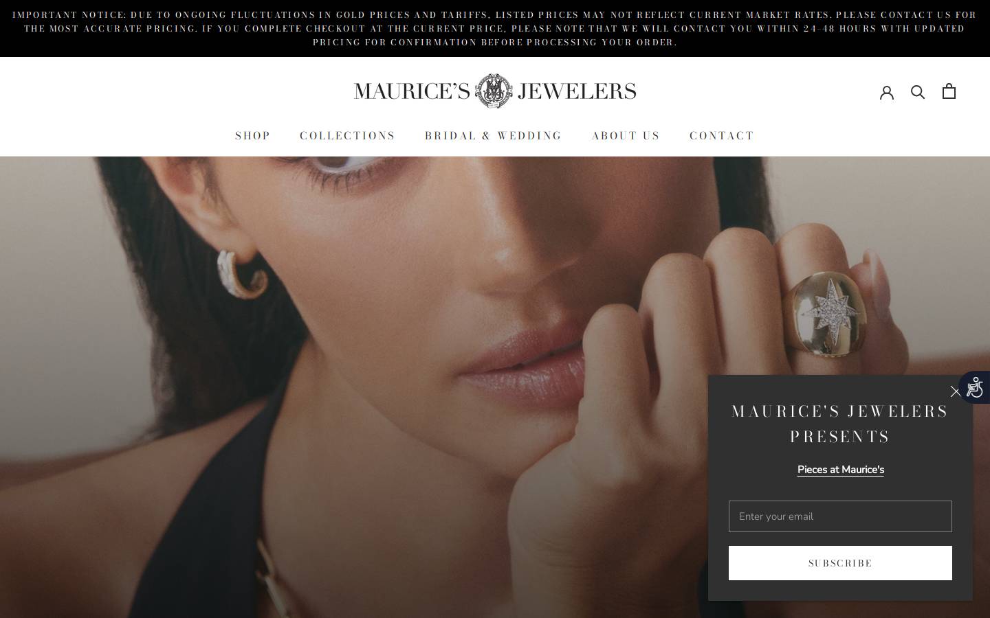 mauricesjewelers.com homepage screenshot