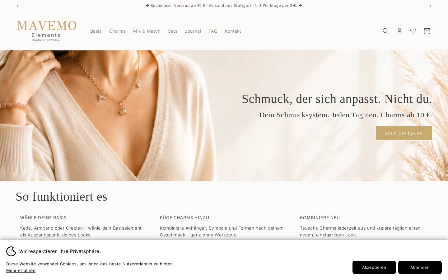 Mavemoelements homepage screenshot