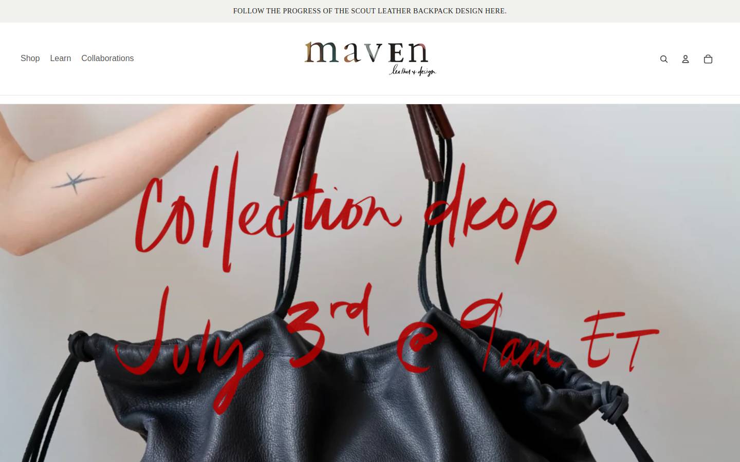 mavenleatherdesign.com homepage screenshot