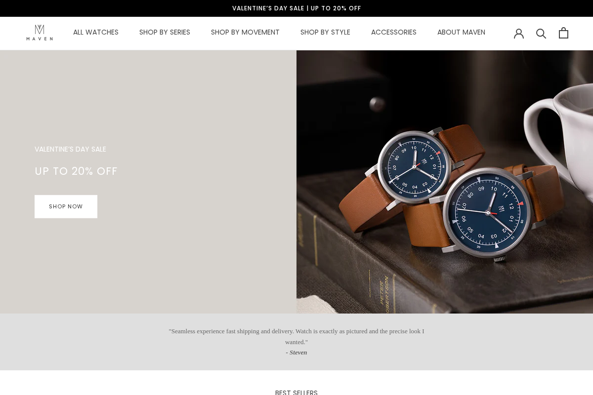 mavenwatches.com homepage screenshot