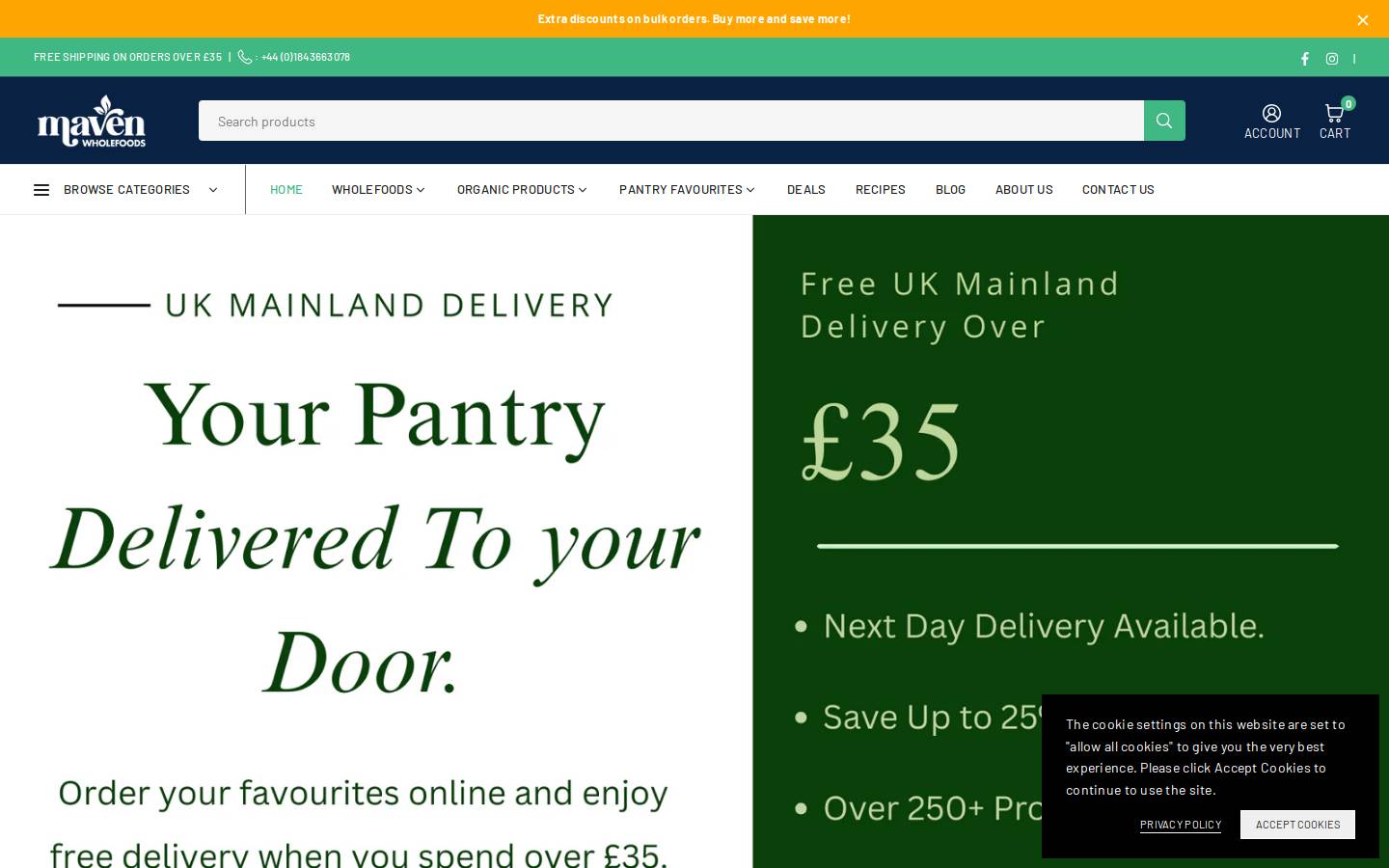 Mavenwholefoods homepage screenshot