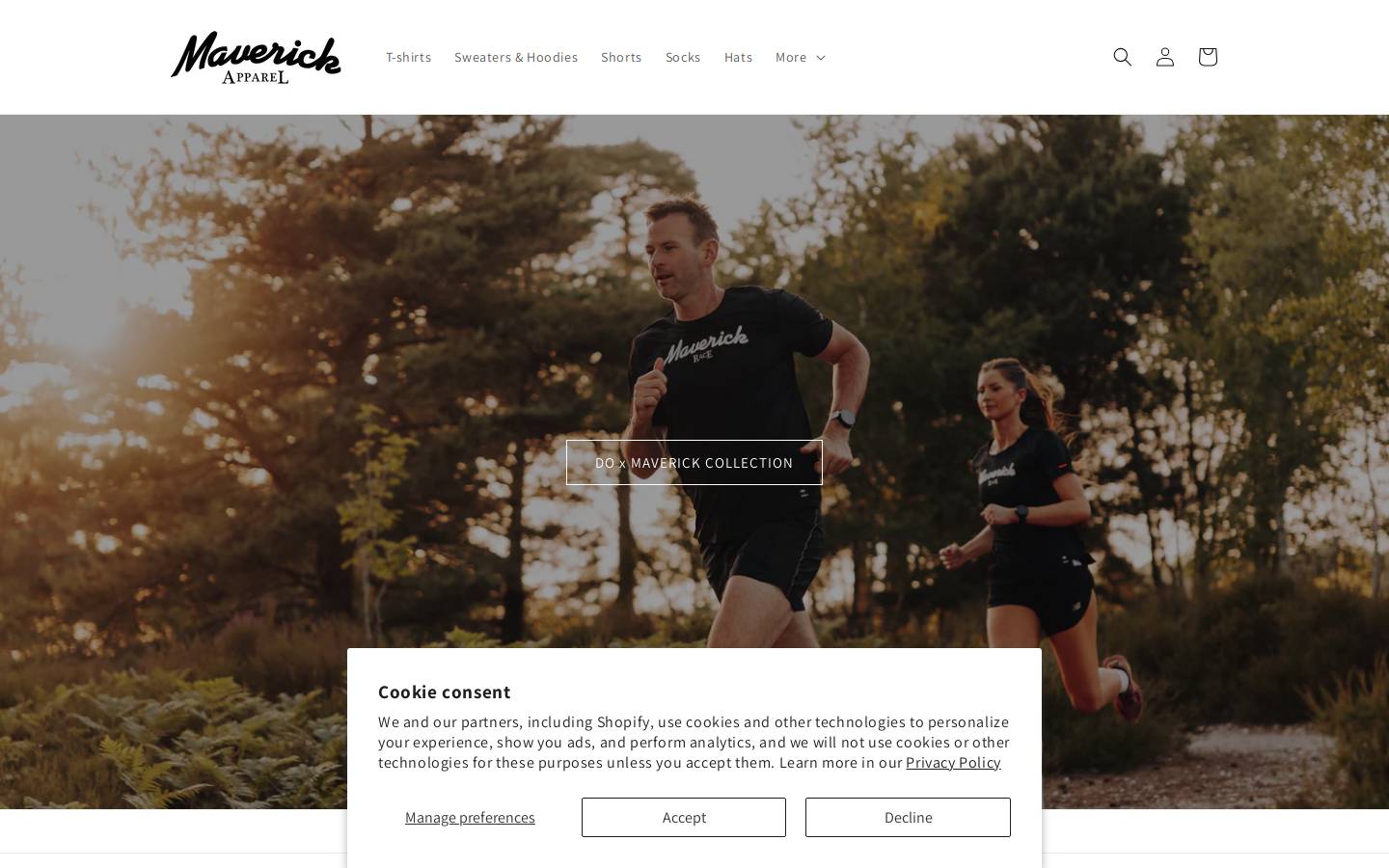 maverick-apparel.com homepage screenshot