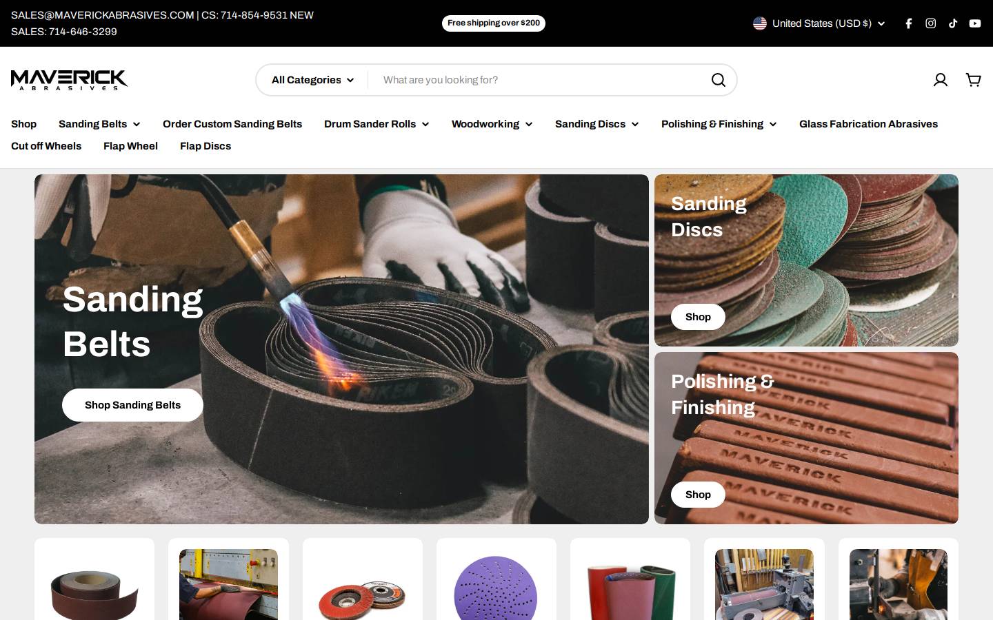 maverickabrasives.com homepage screenshot