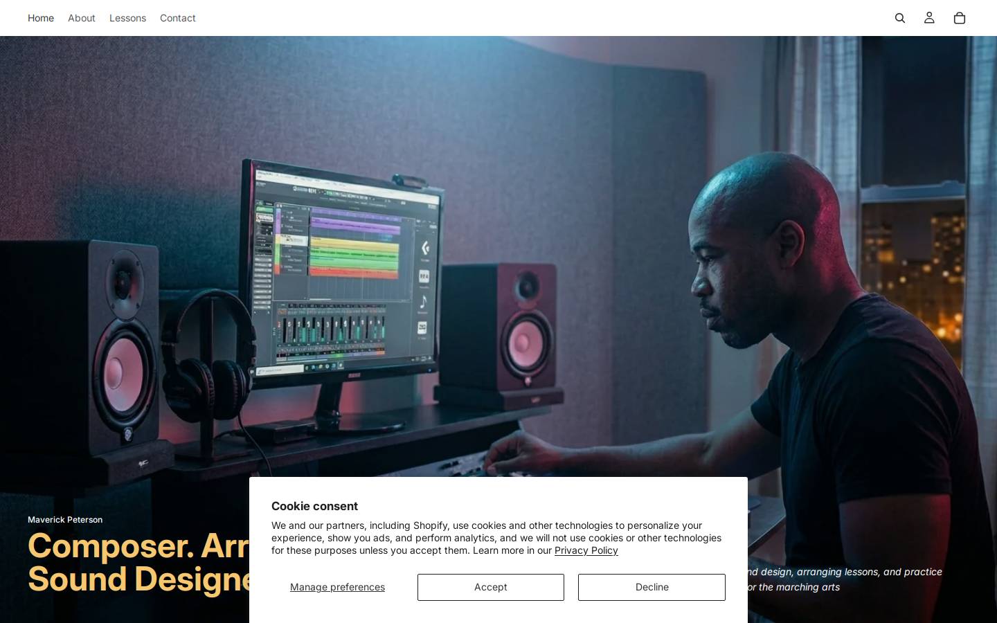maverickjpeterson.com homepage screenshot