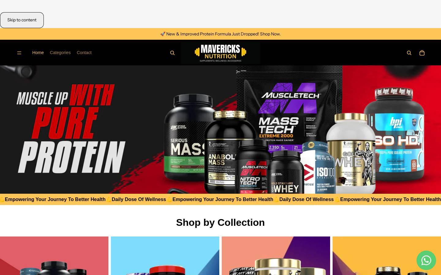 mavericksnutrition.com homepage screenshot