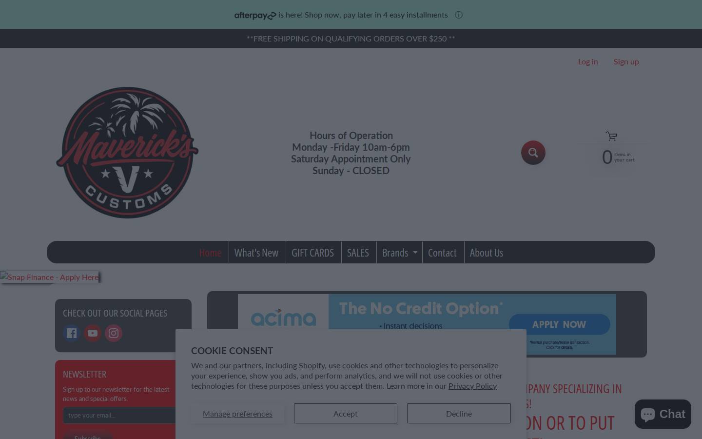 mavericksshop.com homepage screenshot