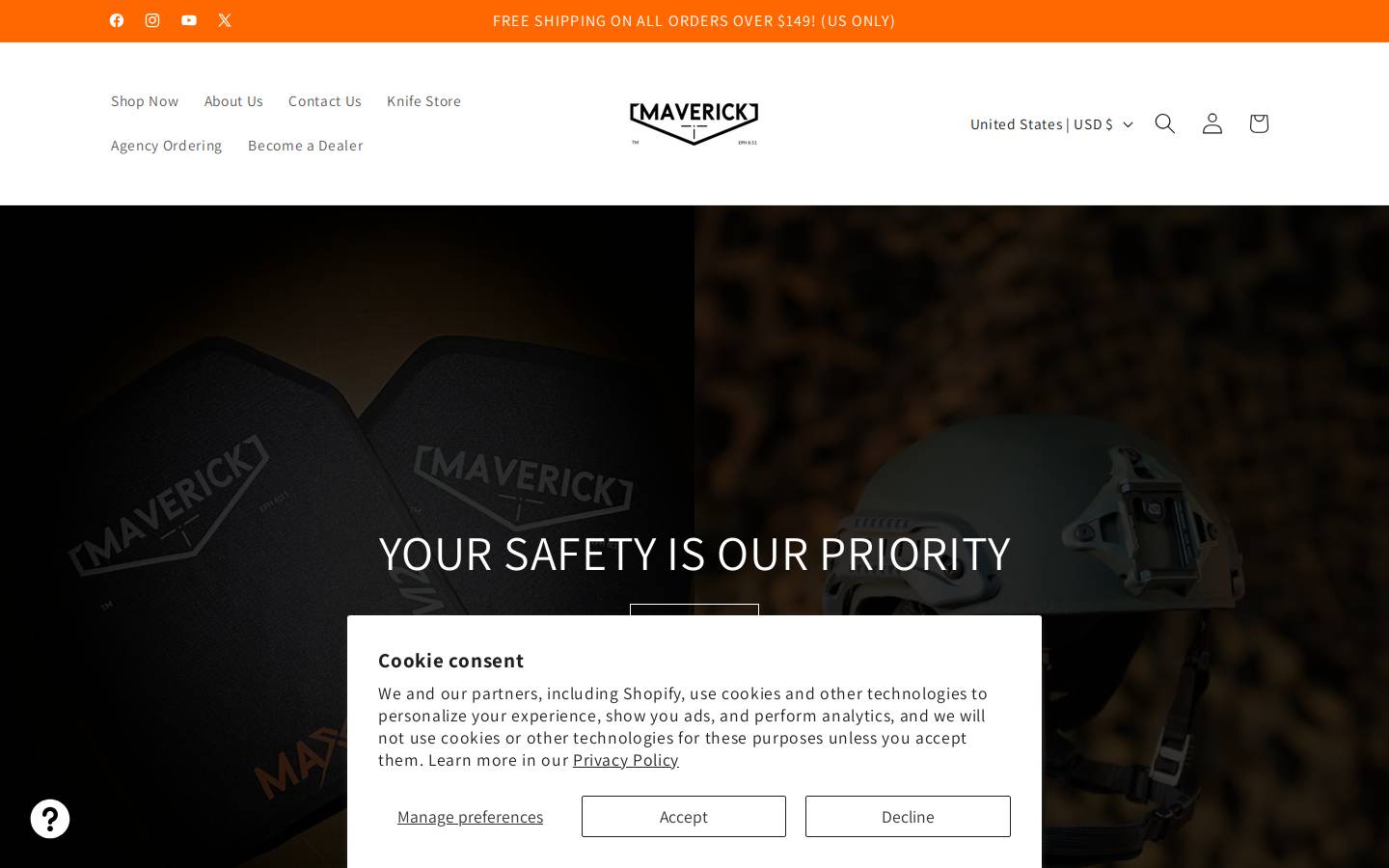 mavericktactical.com homepage screenshot