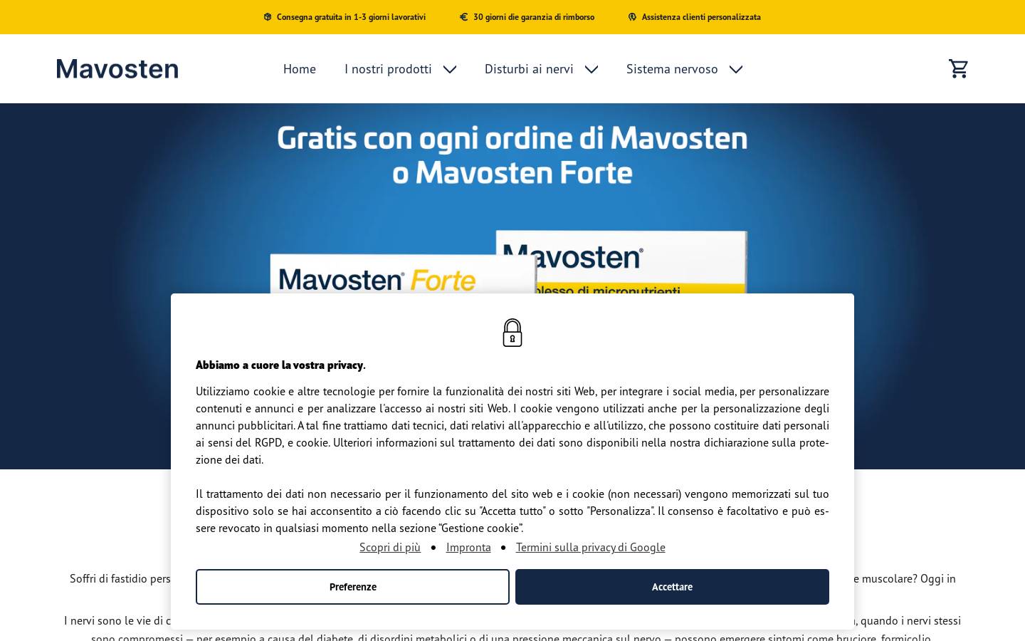 Mavosten homepage screenshot