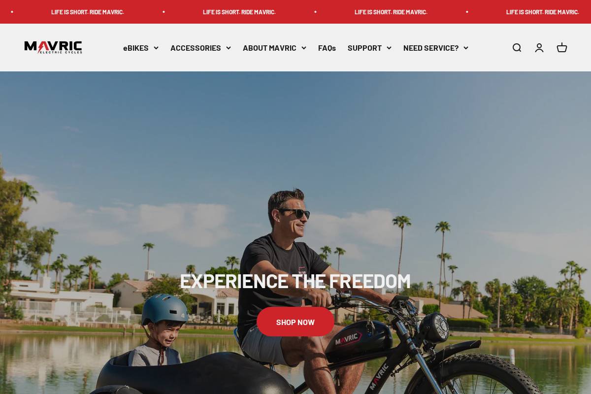 mavricbikes.com homepage screenshot
