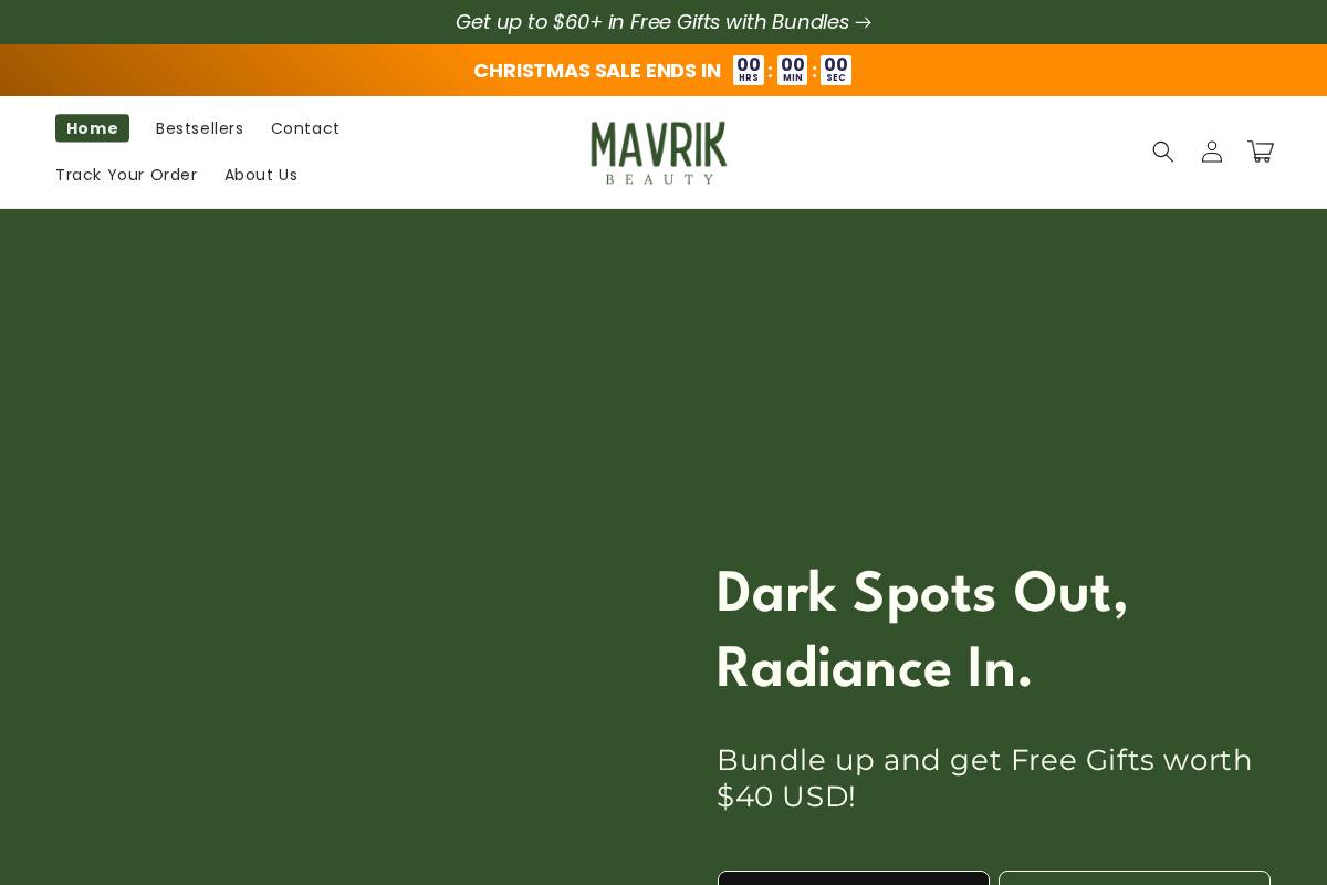 Mavrik Beauty homepage screenshot