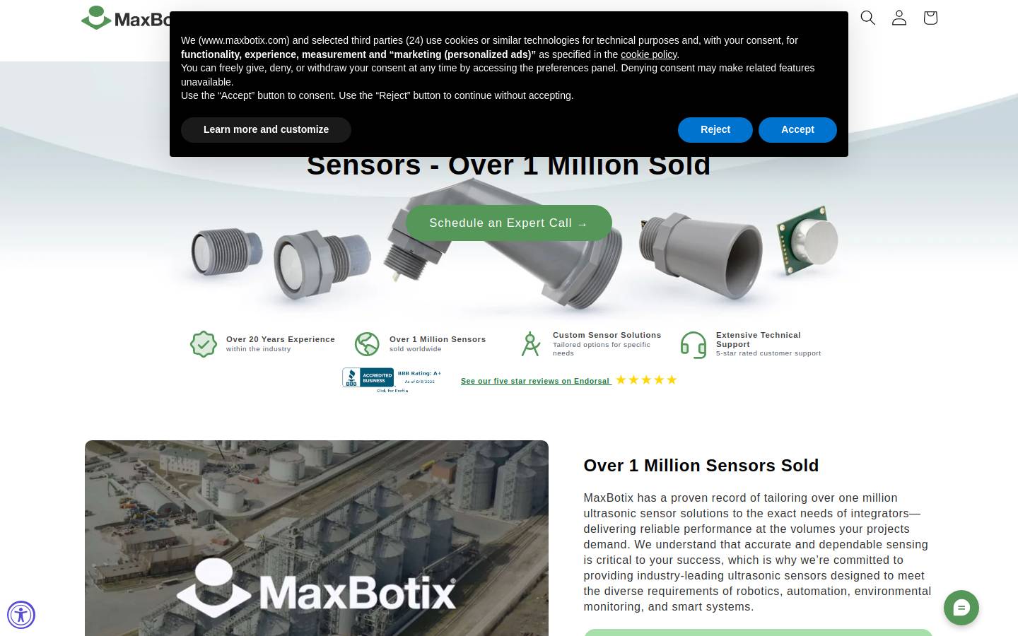 MaxBotix Inc. homepage screenshot
