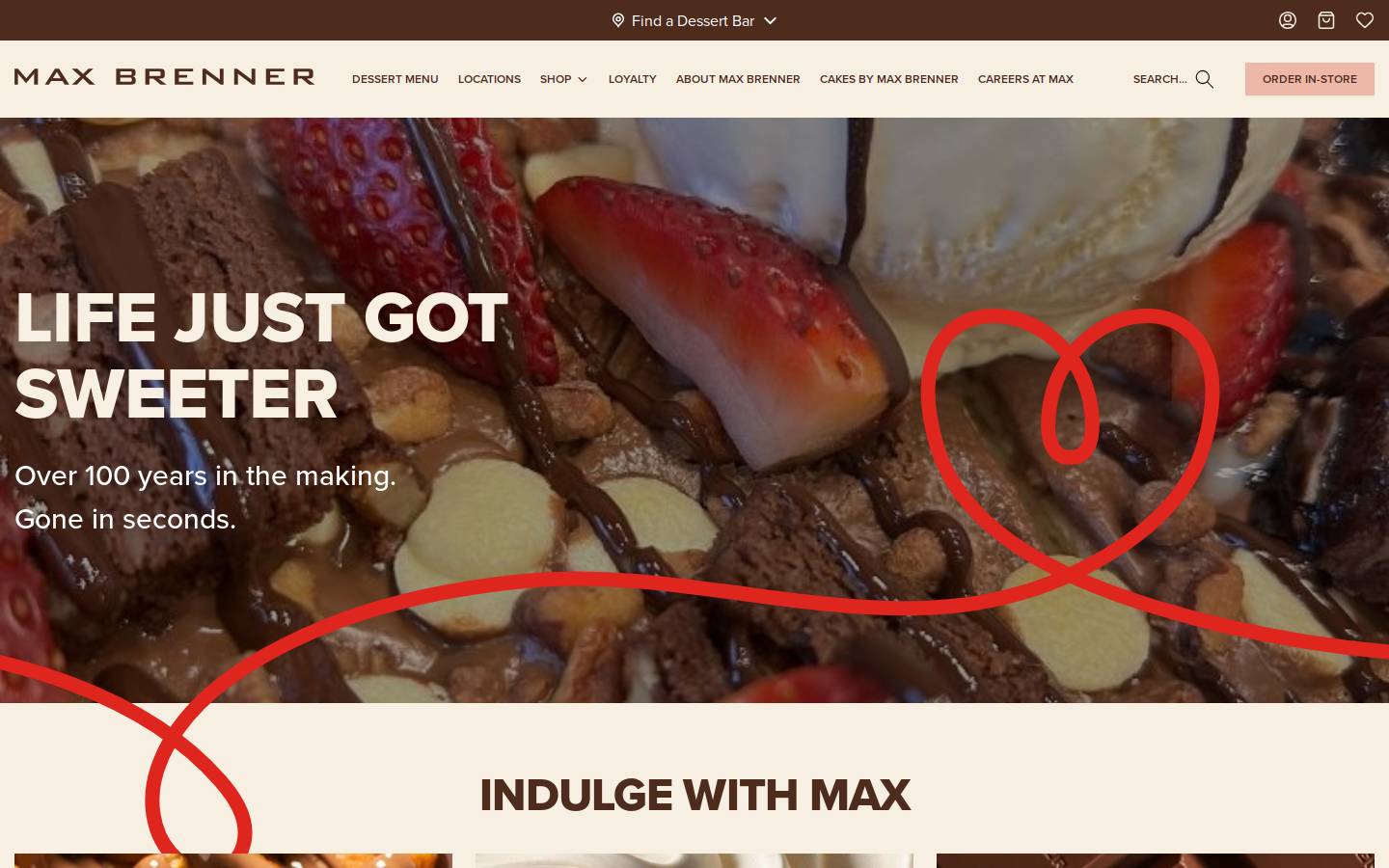 maxbrenner.com homepage screenshot