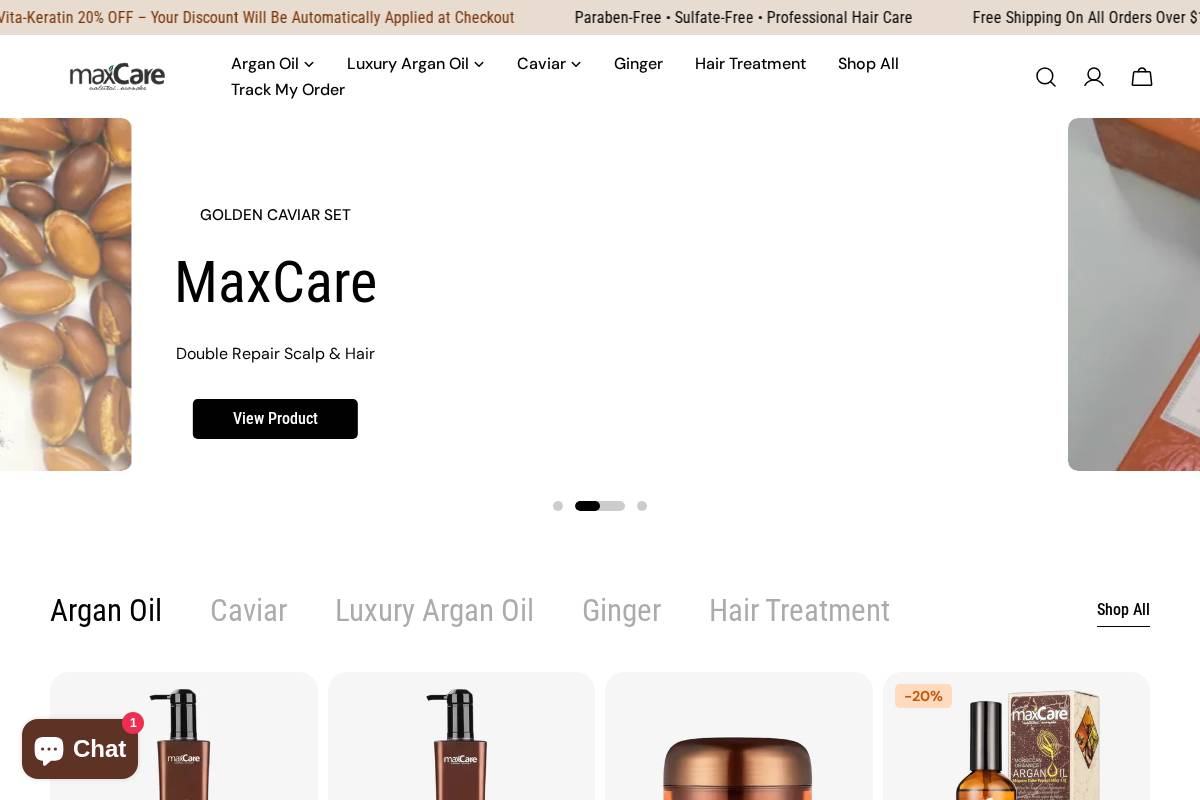 Maxcareshop homepage screenshot