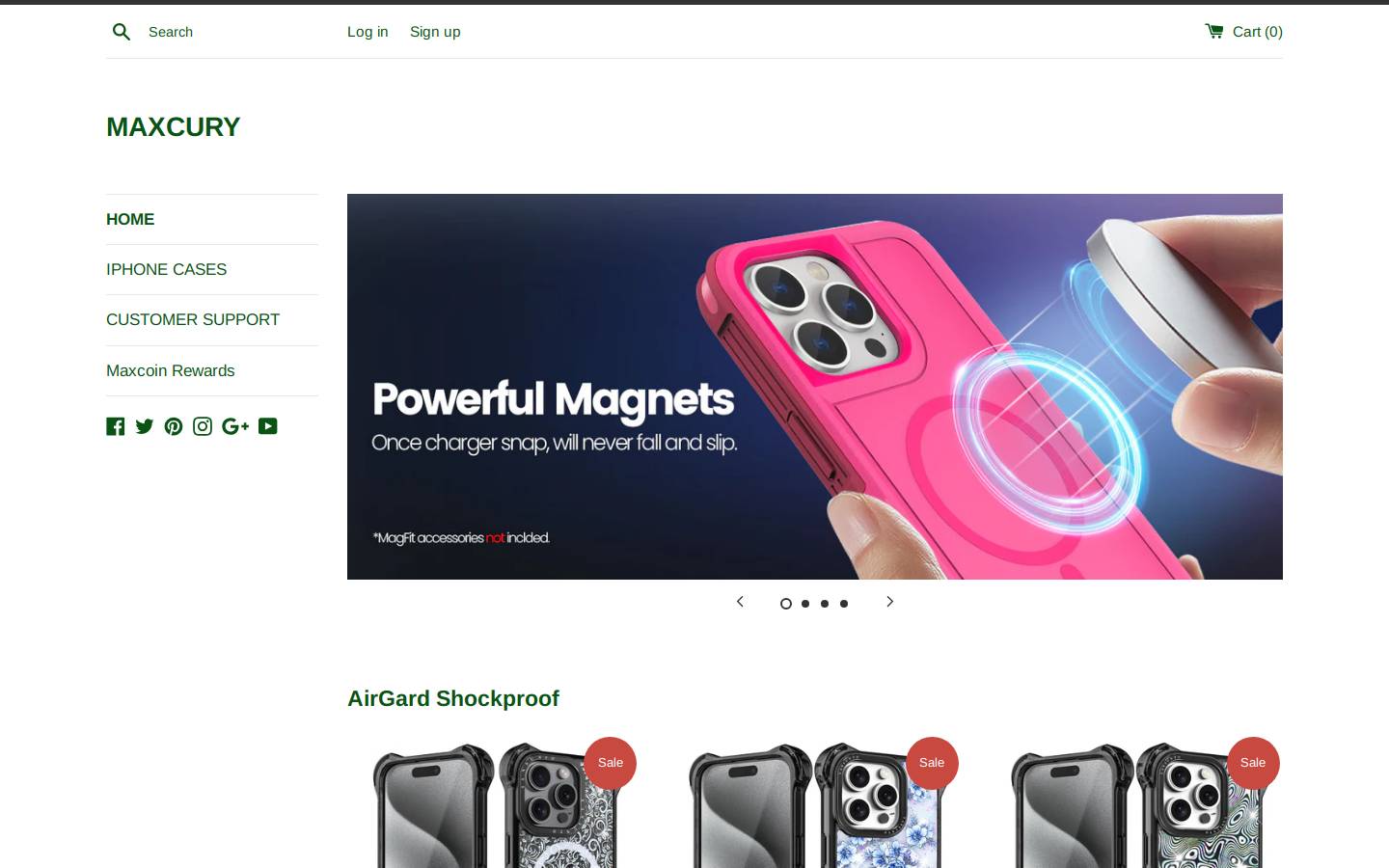 maxcury.com homepage screenshot