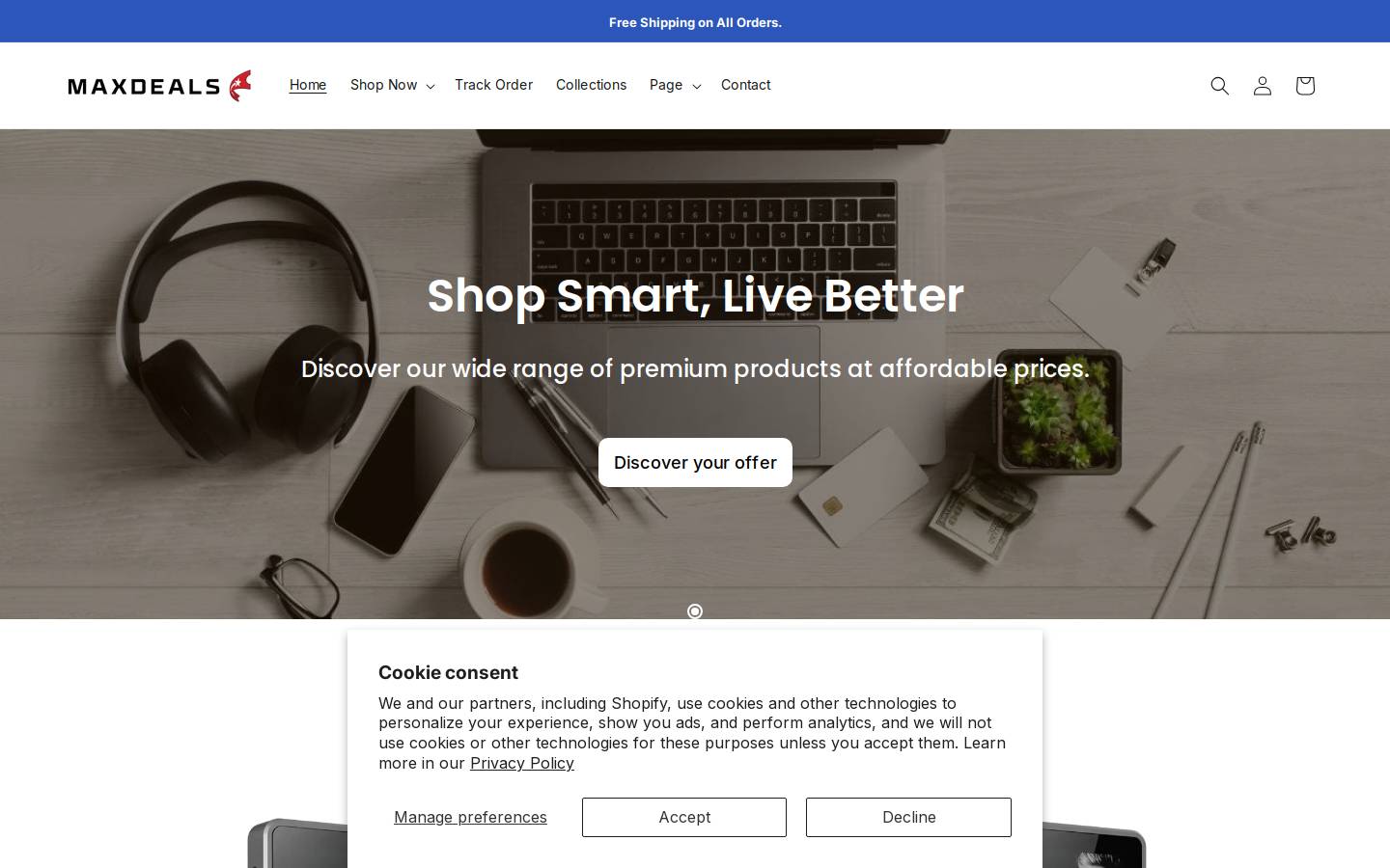 Maxdeals homepage screenshot