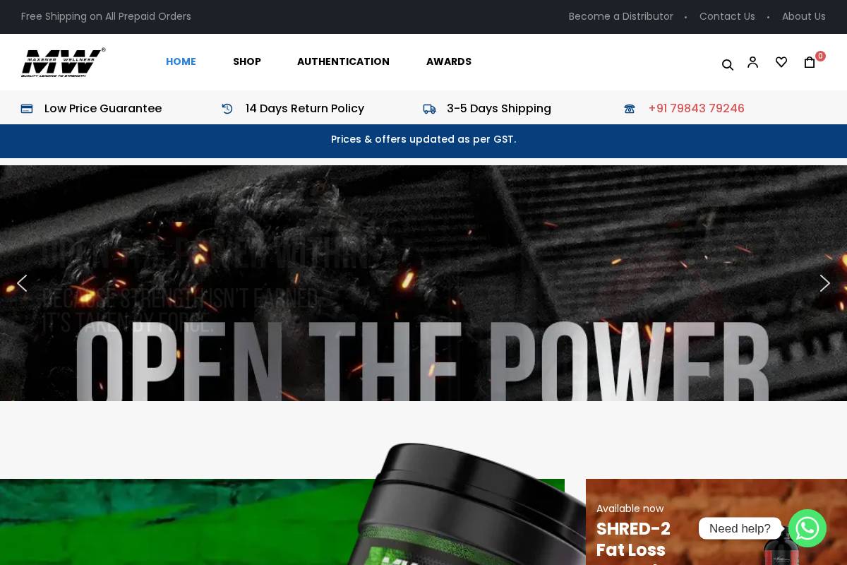 maxenerwellness.com homepage screenshot