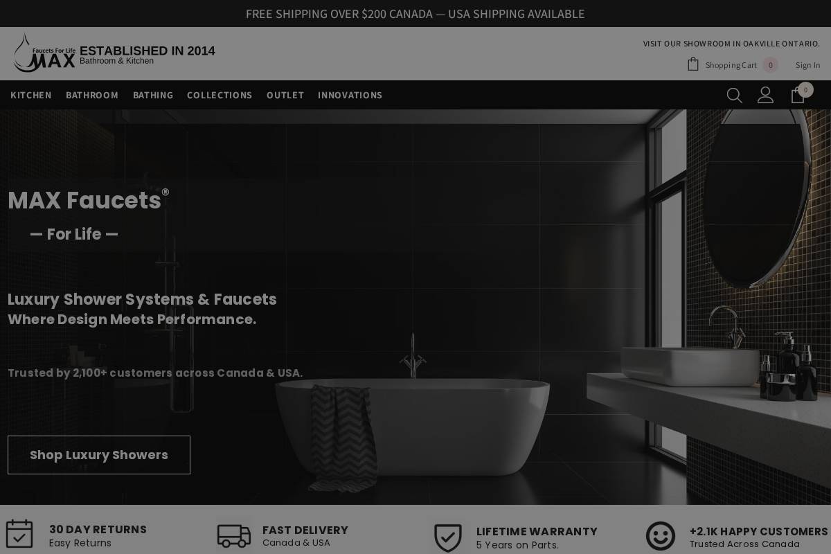 MAX Faucets homepage screenshot