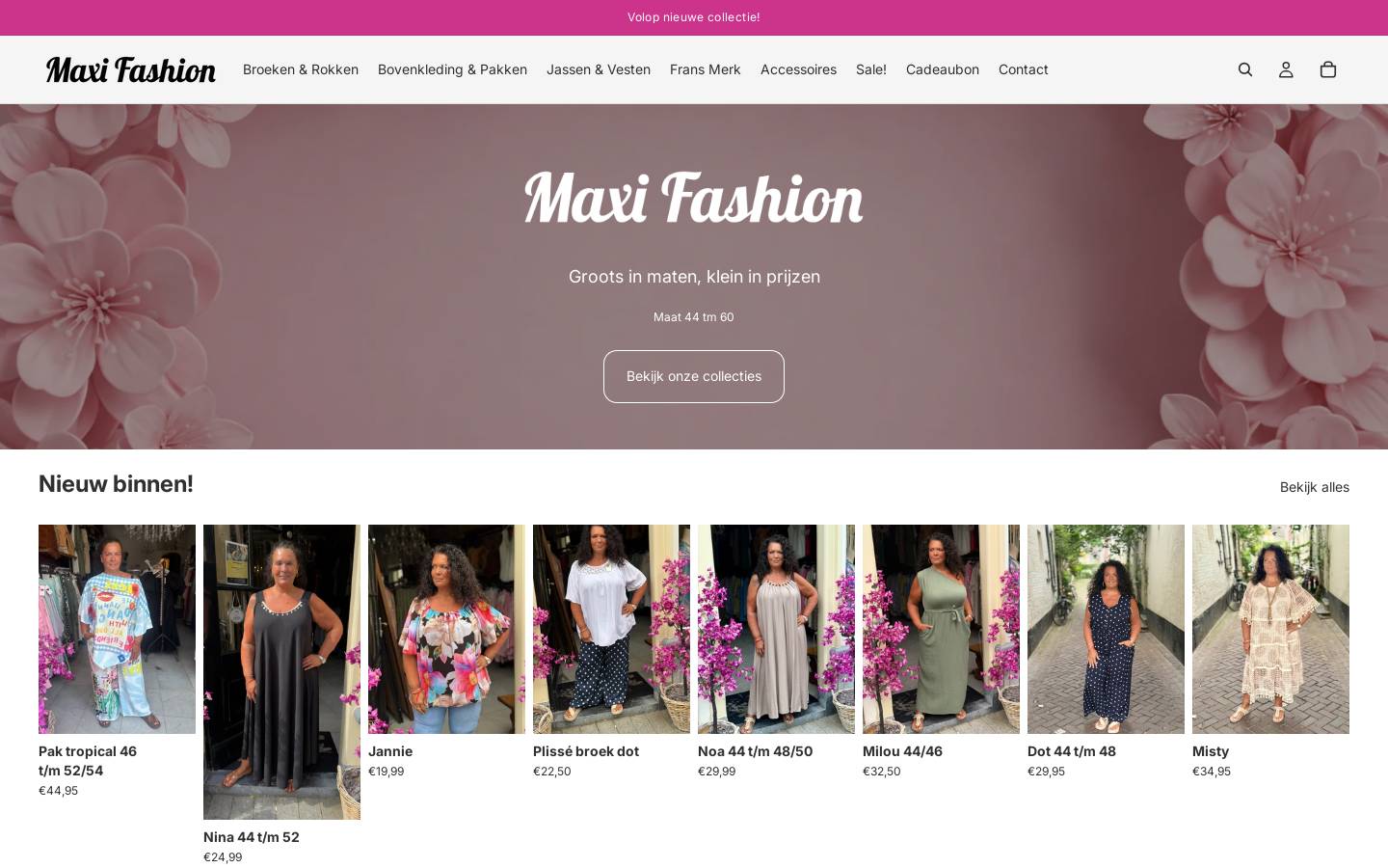 maxifashion.nl homepage screenshot