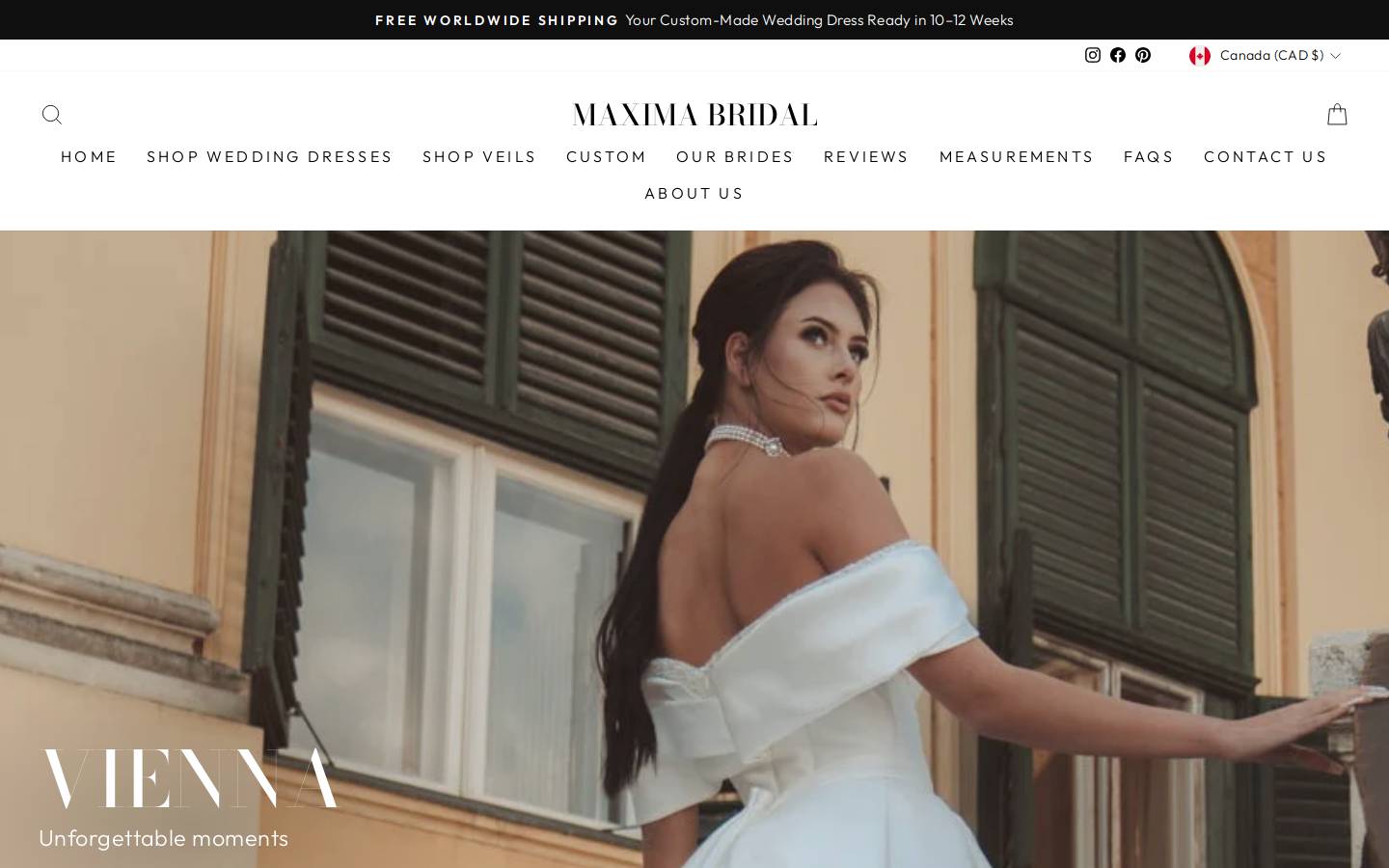 maximabridal.ca homepage screenshot