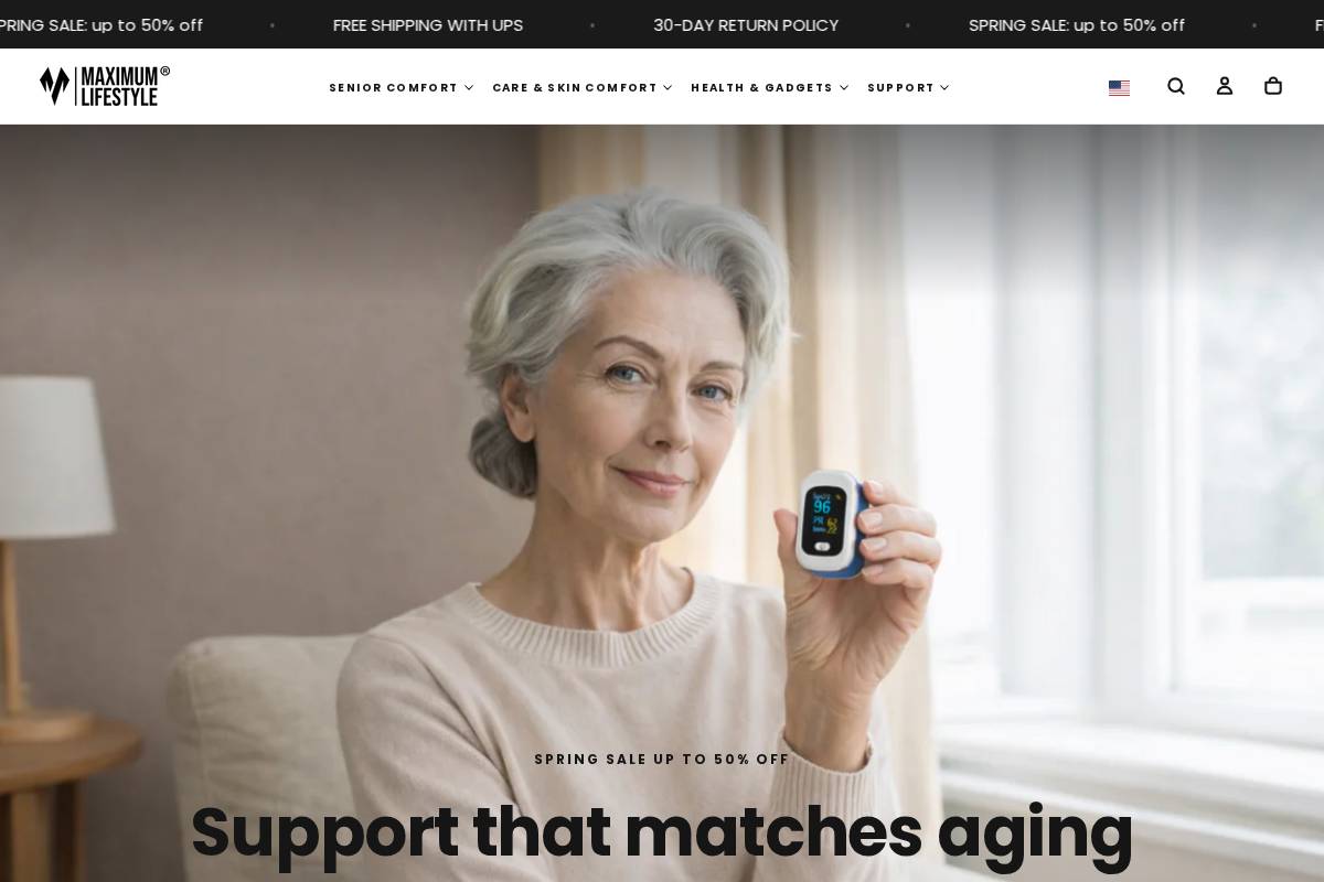 Maximum Lifestyle homepage screenshot