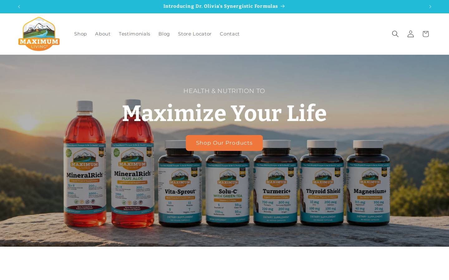 Maximumliving homepage screenshot