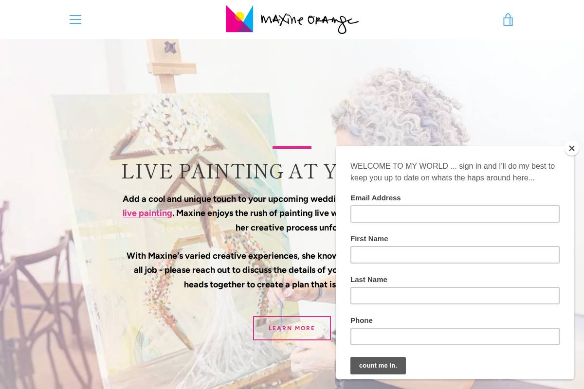 maxineorange.com homepage screenshot