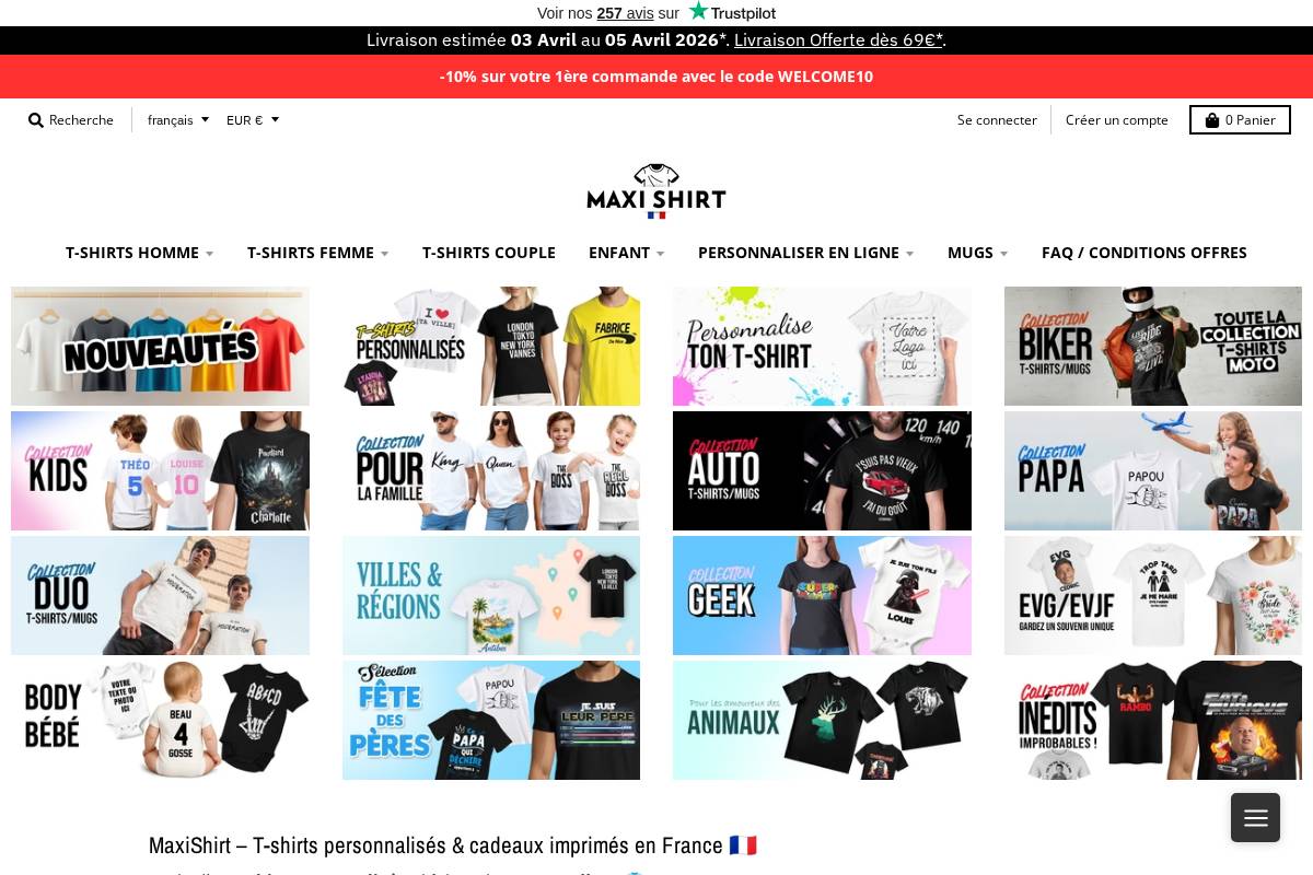 Maxi Shirt homepage screenshot