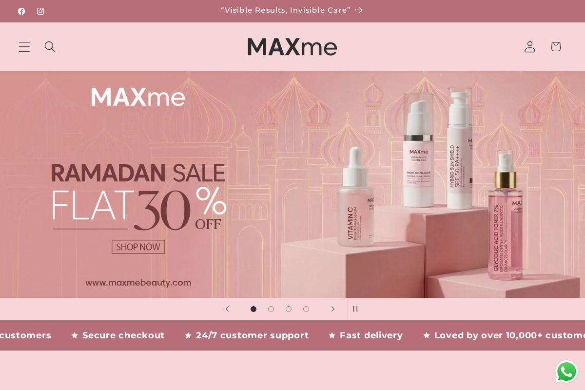 maxmebeauty.com homepage screenshot