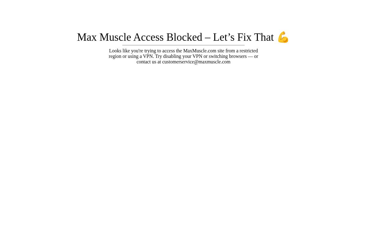 Max Muscle Nutrition homepage screenshot