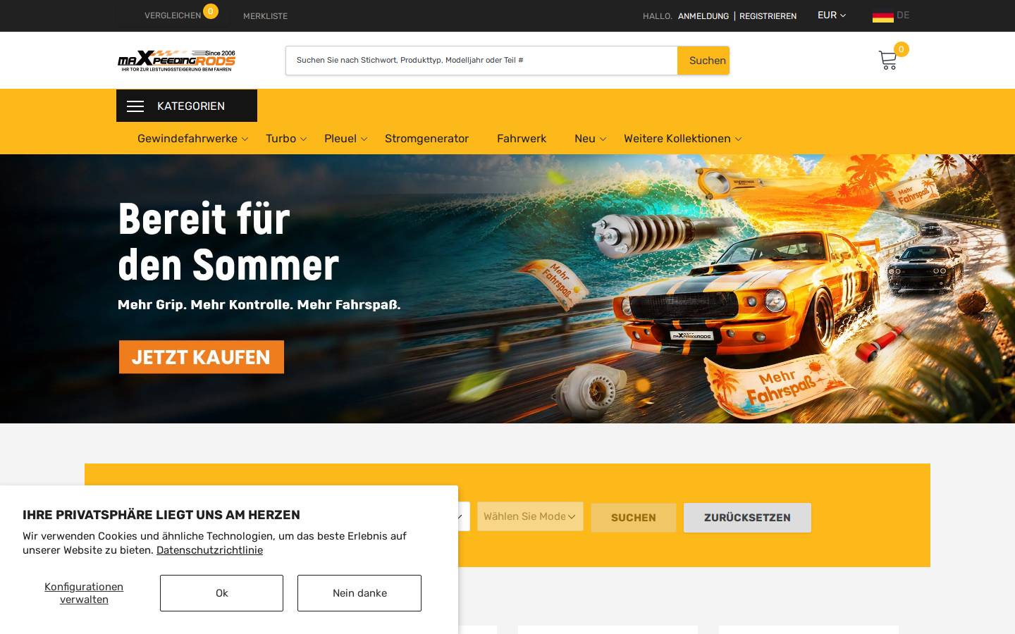 Maxpeedingrods homepage screenshot