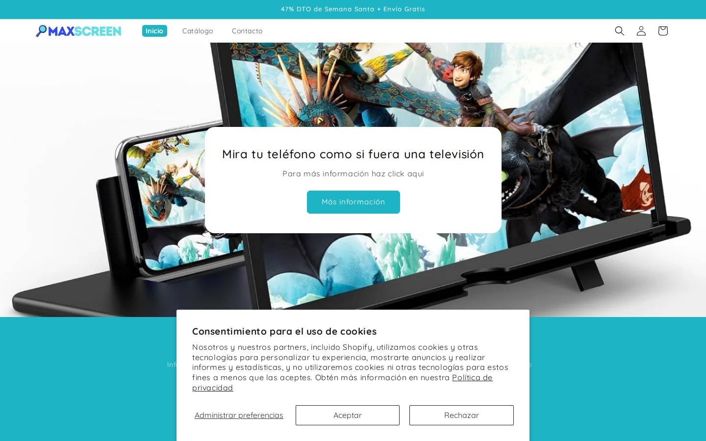 maxscreen.store homepage screenshot
