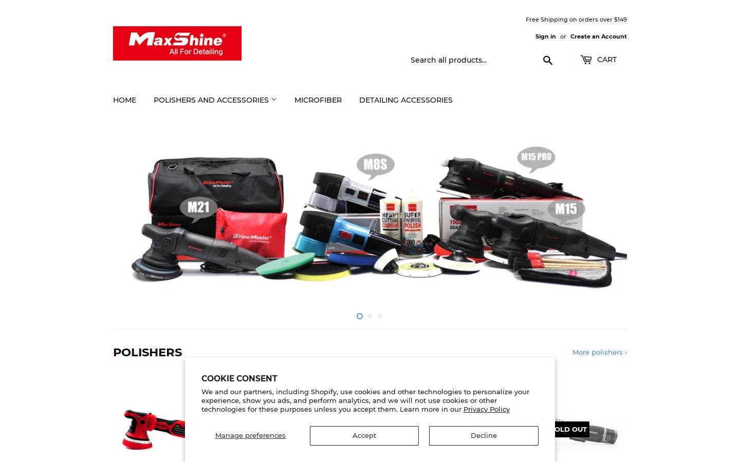 maxshinecanada.com homepage screenshot