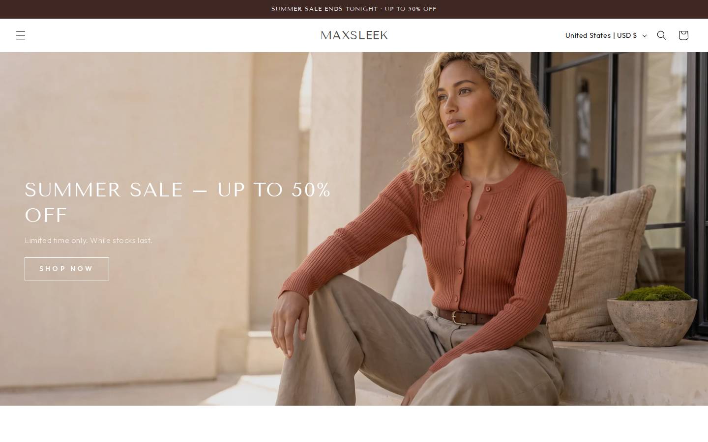 Maxsleek homepage screenshot