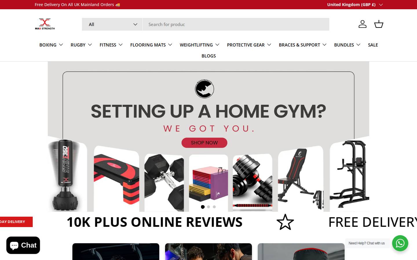 MaxStrength homepage screenshot