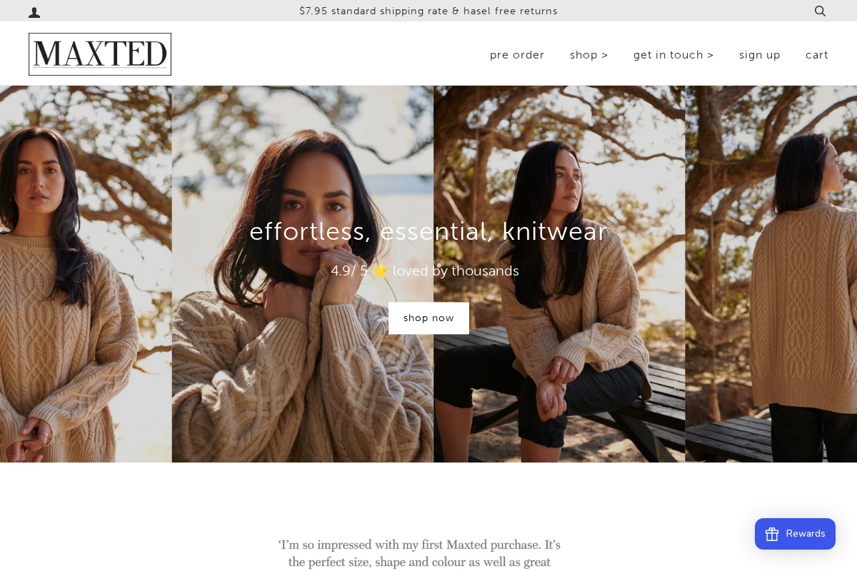 Maxted Clothing homepage screenshot