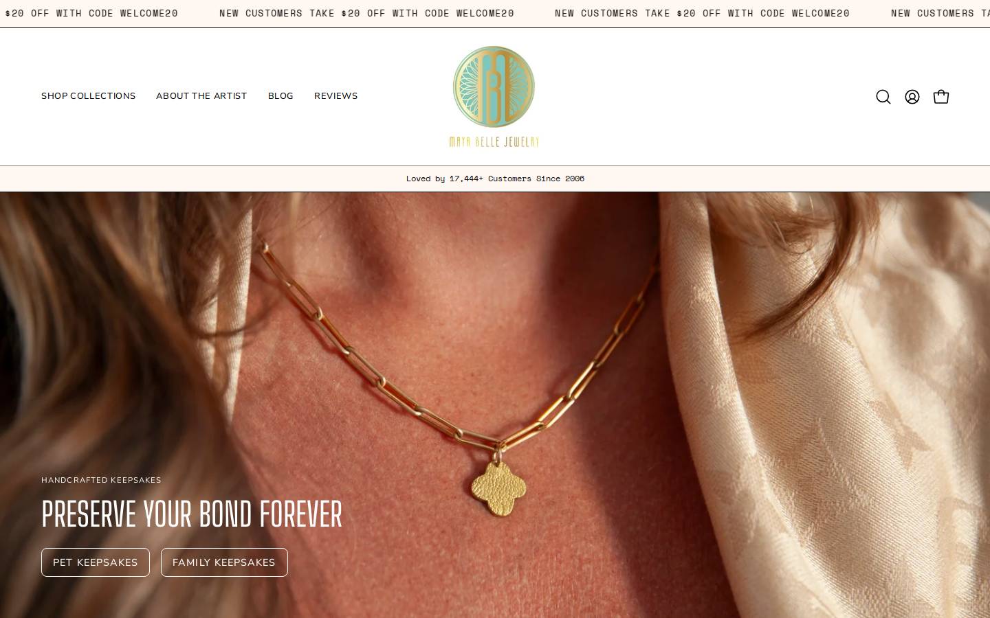 mayabellejewelry.com homepage screenshot