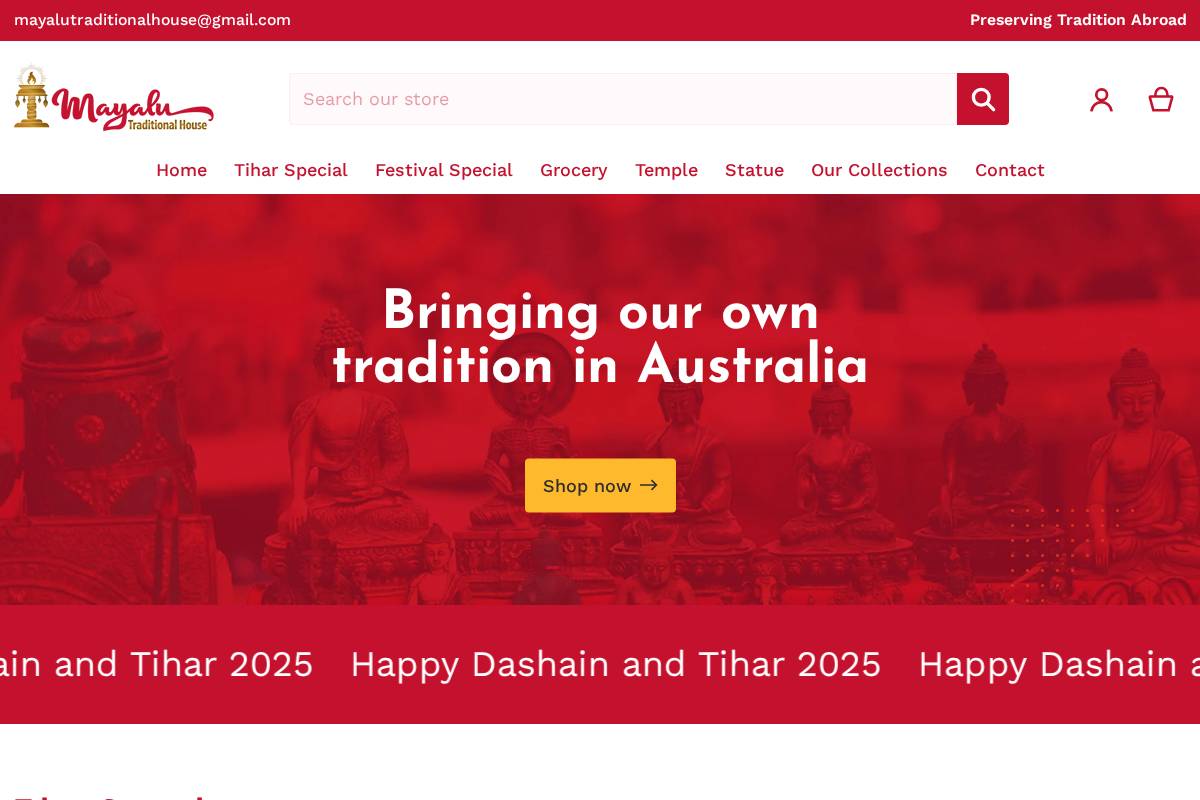 mayalutraditionalhouse.com homepage screenshot