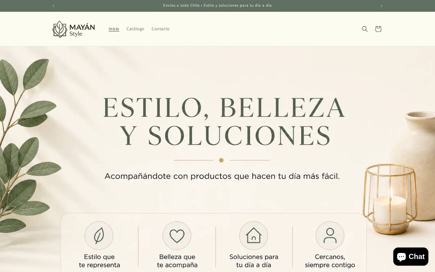 mayanstylechile.com homepage screenshot
