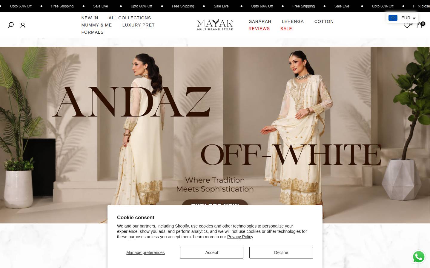 mayarapparel.com homepage screenshot