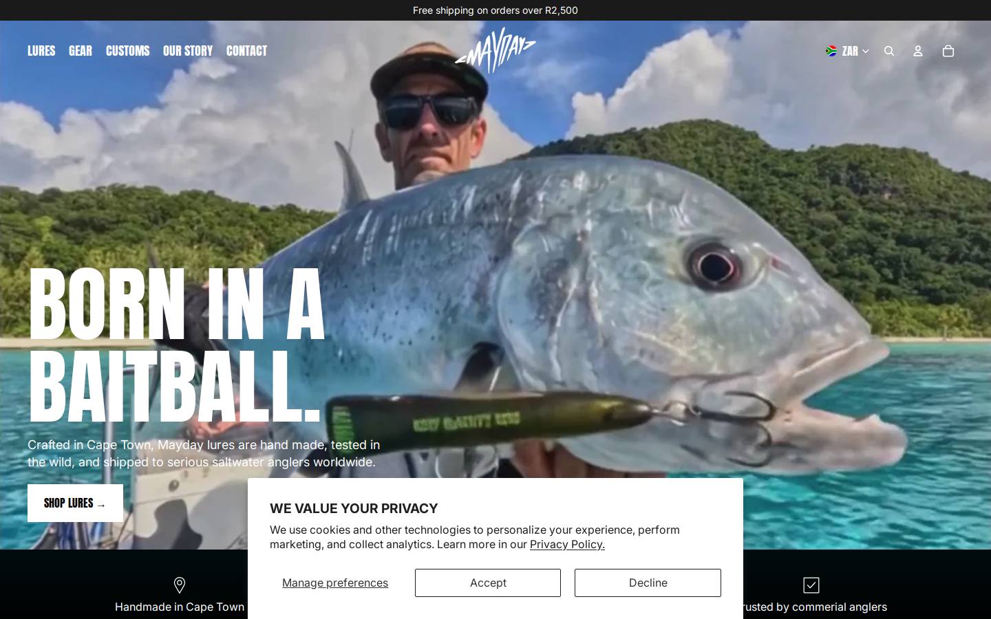 maydayfishing.com homepage screenshot
