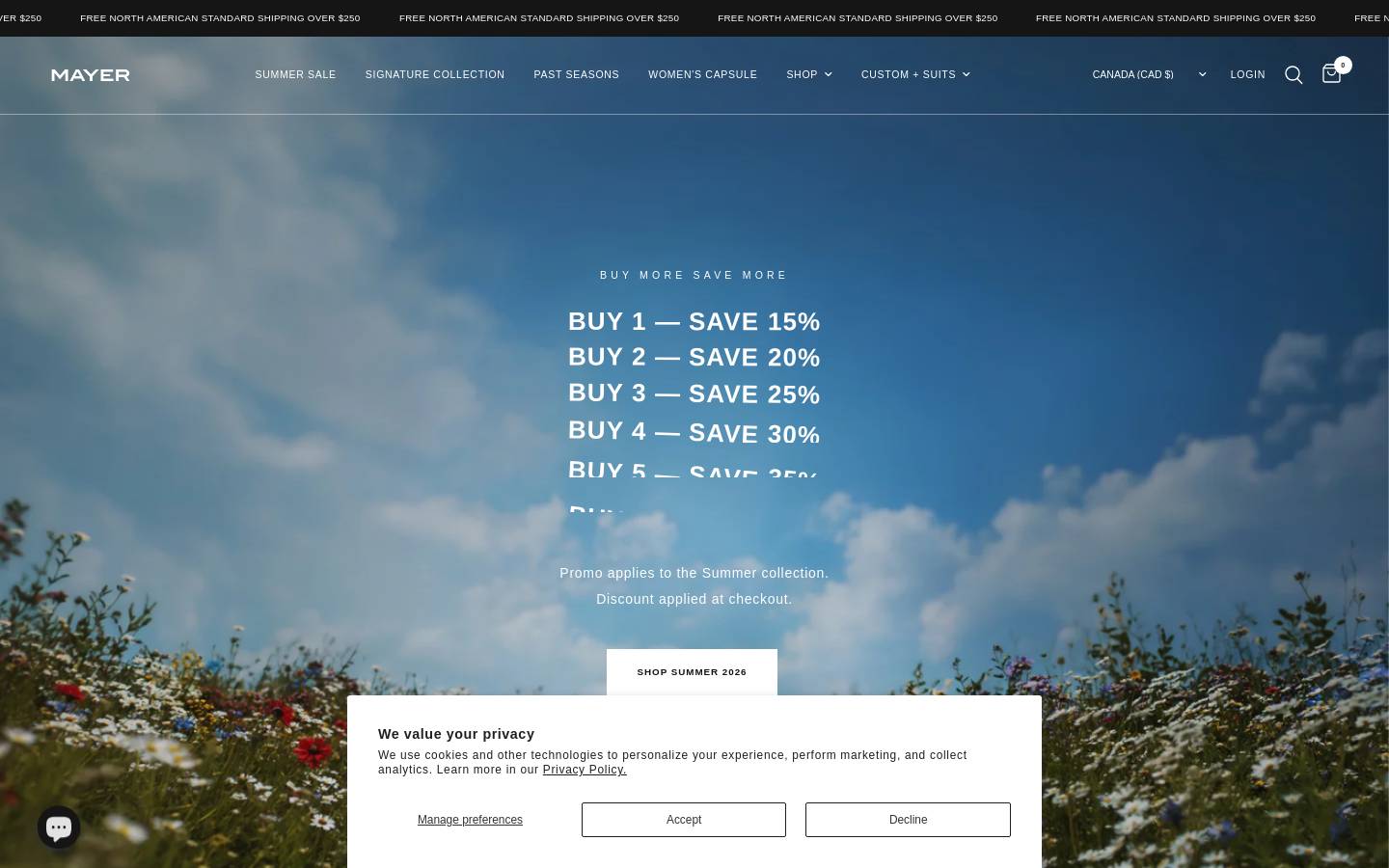 mayerofficial.com homepage screenshot