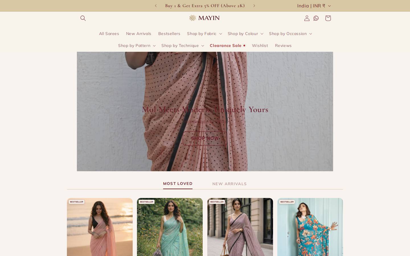 mayinindia.com homepage screenshot