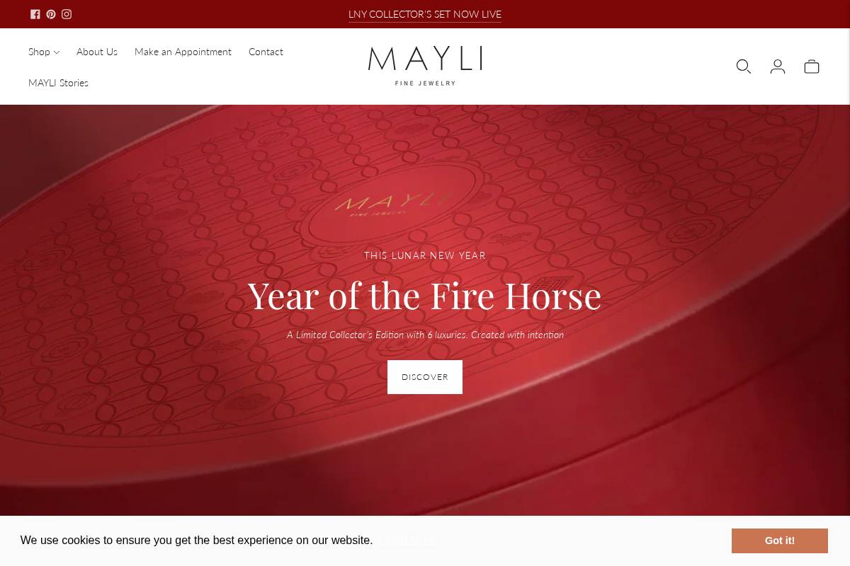 Mayli Jewels homepage screenshot