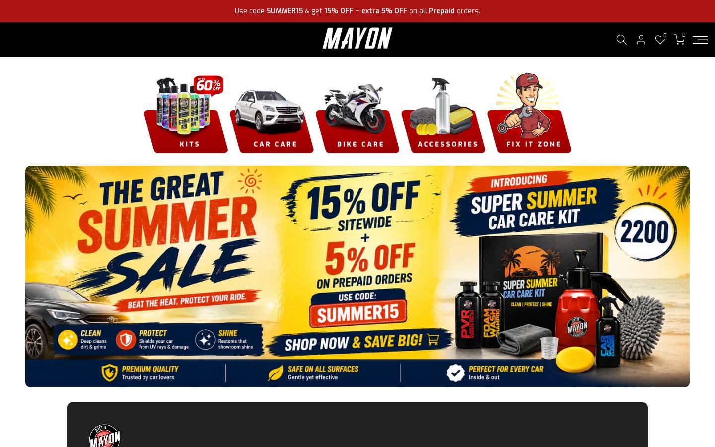 mayonauto.com homepage screenshot