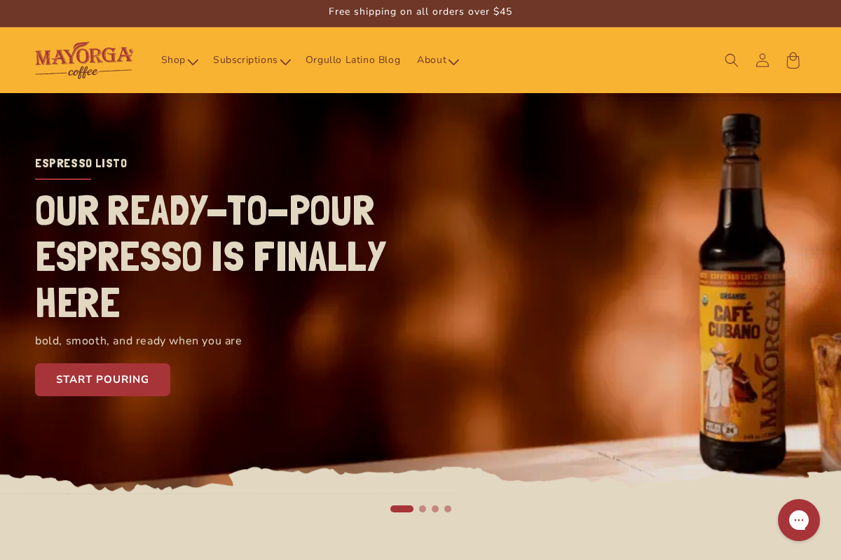 Mayorga Coffee homepage screenshot