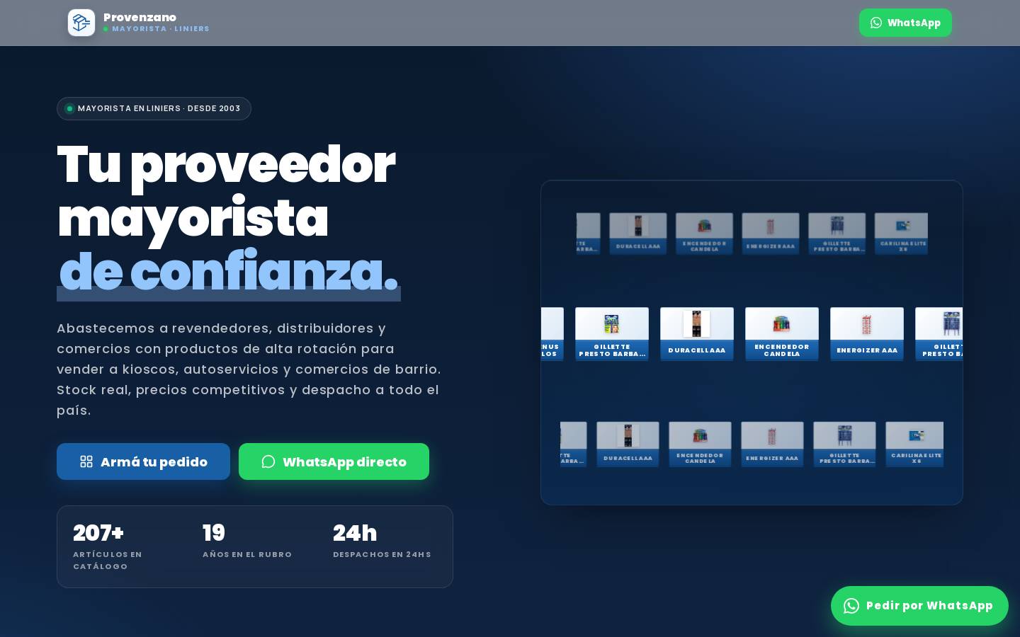 mayoristaprovenzano.com homepage screenshot